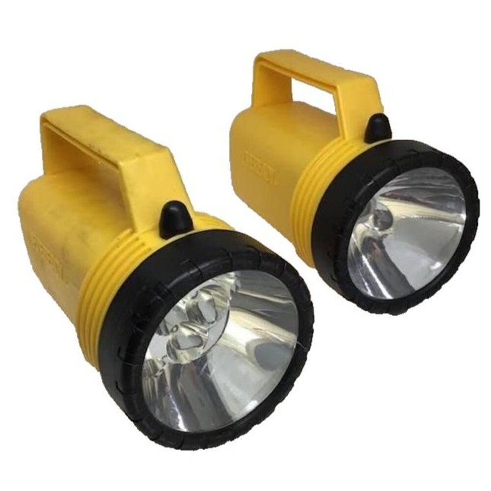 Eveready Yellow Large Handheld Flashlights Camping Outdoors LED Pair Lot 2 Vtg